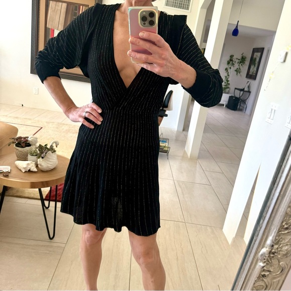 ZARA Knit Gold Metallic Short Dress Size S - Picture 2 of 12